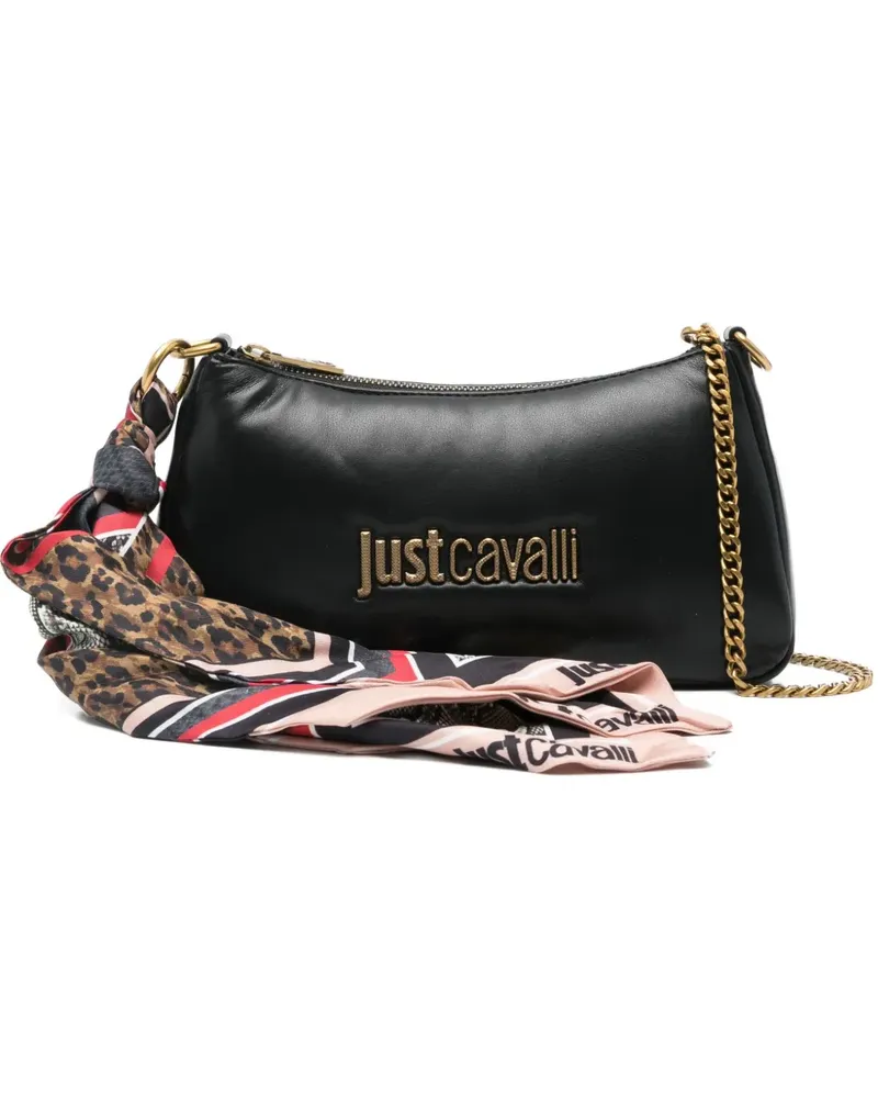Just Cavalli Schultertasche mit Logo-Schild - Schwarz Schwarz
