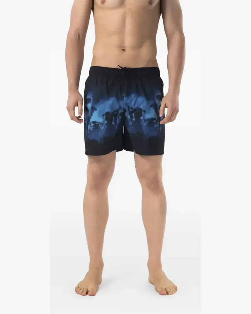 Just Cavalli Badeshorts mit Waldprint - Schwarz Schwarz
