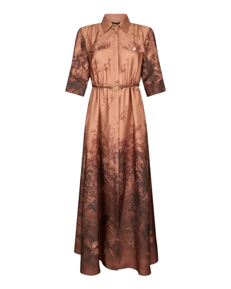 Liu Jo printed belted shirt maxi dress - Nude Nude