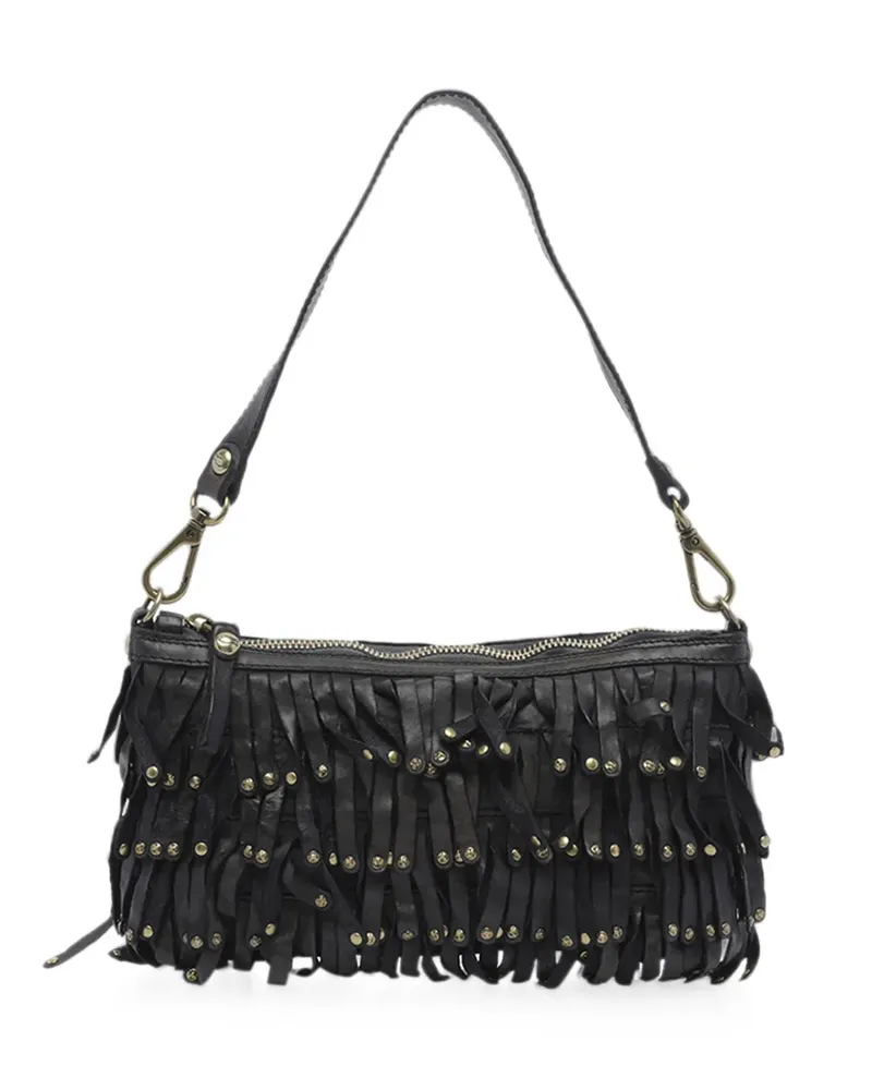 Campomaggi Natalia stud-embellished fringed tote bag - Schwarz Schwarz