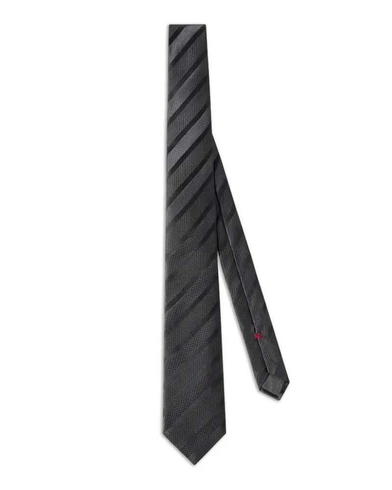 Brunello Cucinelli Texturierte Seidenkrawatte mit Ton-in-Ton-Streifen - Grau Grau