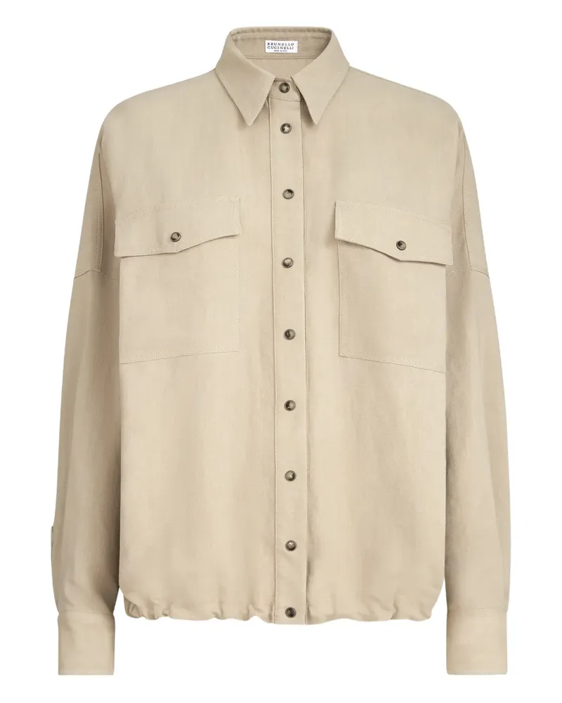 Brunello Cucinelli patch-pocket twill shirt - Nude Nude
