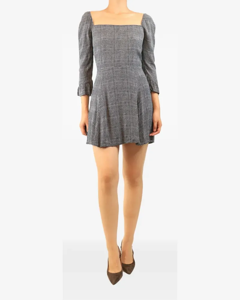 Reformation houndstooth-print mini dress - Schwarz Schwarz