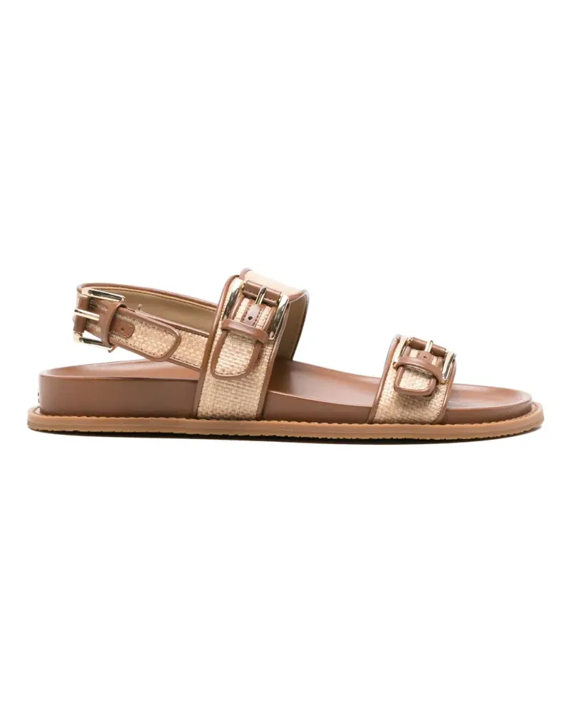 Michael Kors Nia buckle-strap woven sandals - Nude Nude