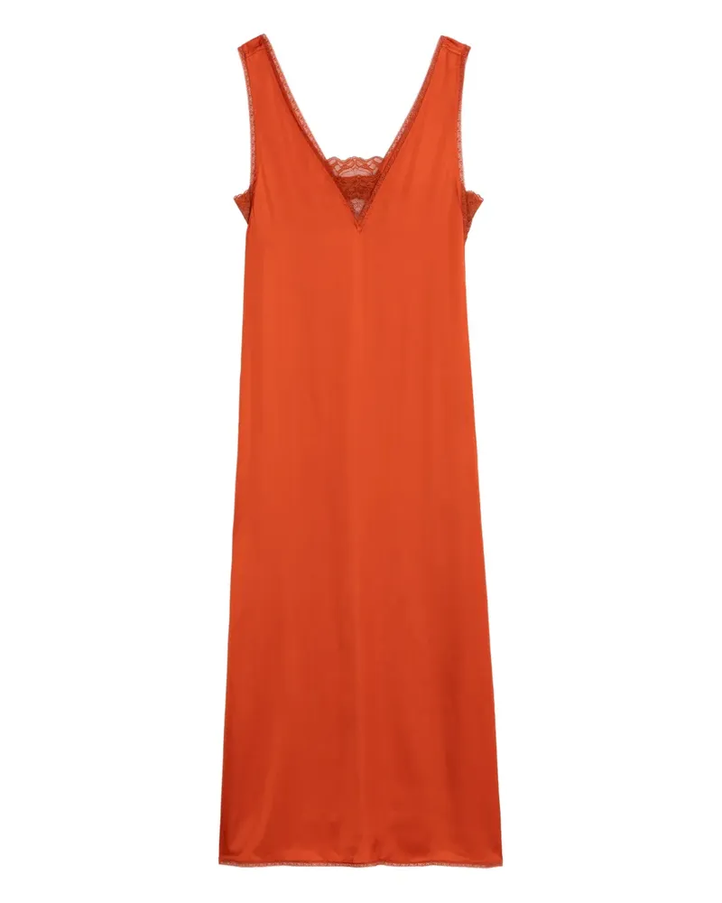 Zadig & Voltaire Renzo lace-detail satin midi dress - Orange Orange