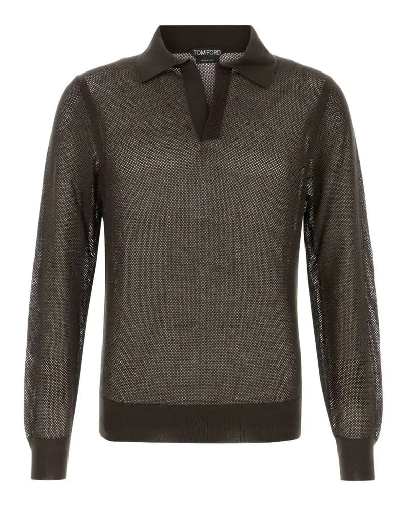 Tom Ford Langarmshirt in Netzoptik - Braun Braun