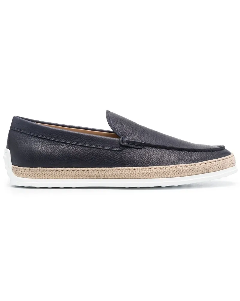 TOD'S Loafer mit Borte aus Bast - Blau Blau