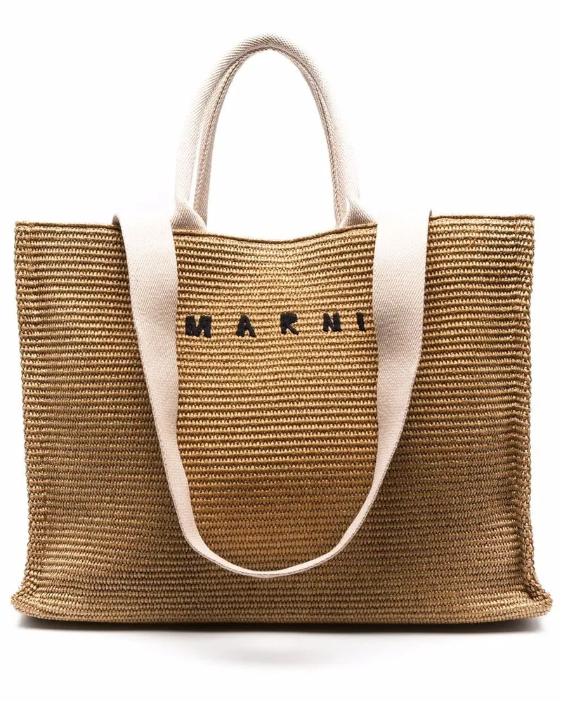 Marni Bast-Shopper mit Logo-Stickerei - Nude Nude