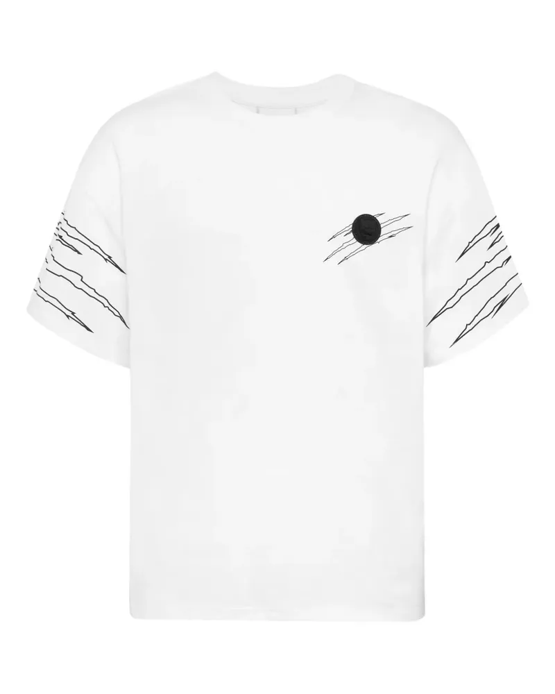 Philipp Plein Rundhals-T-Shirt mit Kratzer-Print - Weiß Weiß