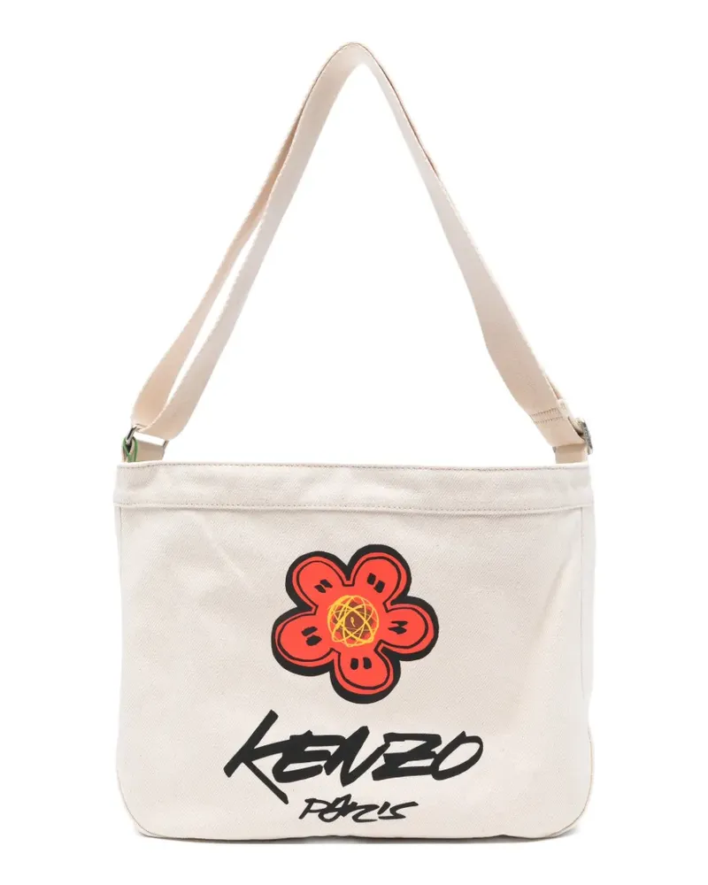 Kenzo Schultertasche mit Logo-Print - Nude Nude