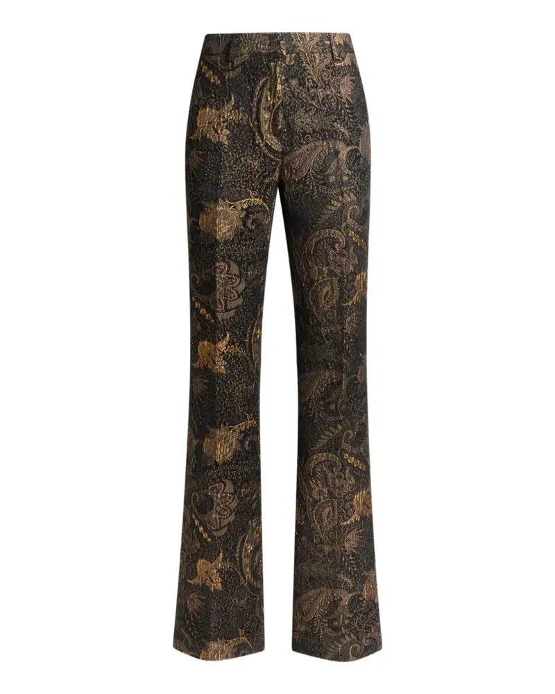 Etro fit-and-flare chenille-jacquard trousers with floral paisley-motif - Schwarz Schwarz