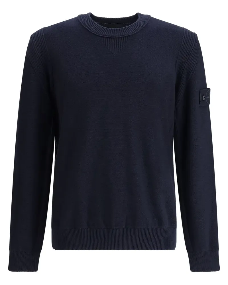 Stone Island Pullover mit Kompass-Patch - Blau Blau