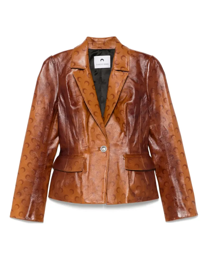 Marine Serre Lederjacke mit Moon-Airbrushed-Effekt - Braun Braun