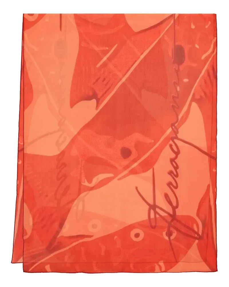 Ferragamo Schal aus Seide mit Print - Rot Rot