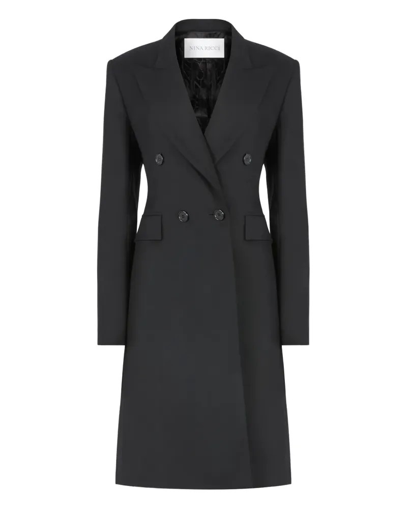 Nina Ricci Doppelreihiger Gabardine-Mantel - Schwarz Schwarz