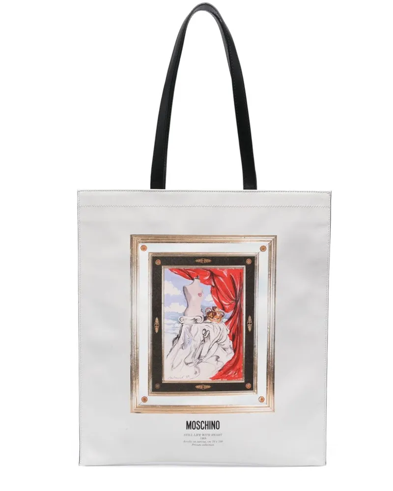 Moschino Schultertasche mit Herz-Print - Weiß Weiß