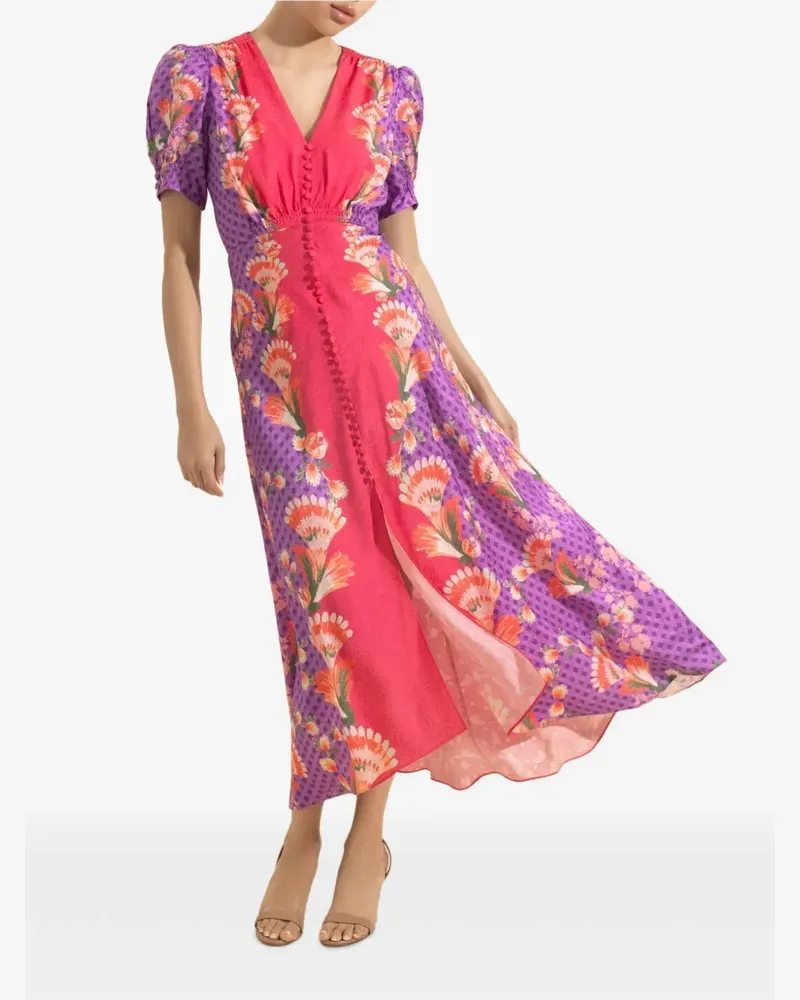 Saloni Lea floral-print maxi dress - Rosa Rosa