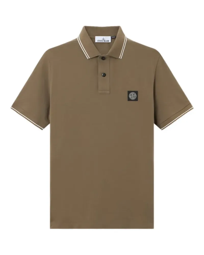 Stone Island 2200010 organic cotton piqué with stretch slim-fit short-sleeve polo - Grün Grün