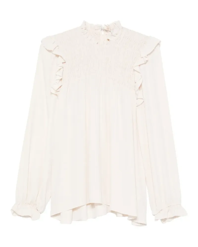 forte_forte Gesmokte Bluse mit Volants - Nude Nude