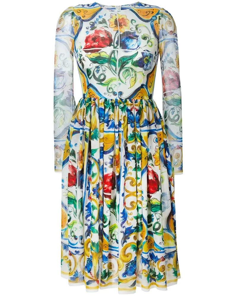 Dolce & Gabbana Brokatkleid mit "Majolica"-Print - Mehrfarbig Mehrfarbig