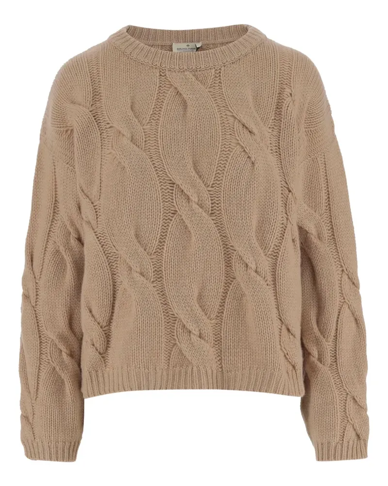 Bruno Manetti Pullover mit Zopfmuster - Nude Nude