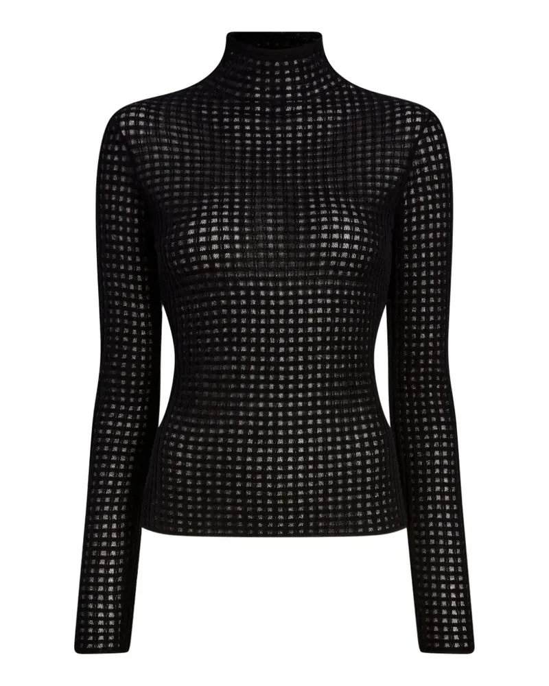 Proenza Schouler Karierter Zella Stehkragen-Jersey - Schwarz Schwarz