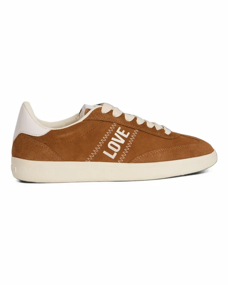Moschino logo-print suede sneakers - Braun Braun