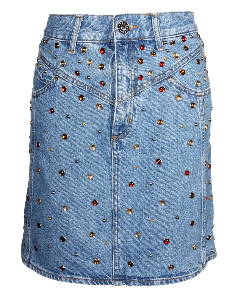 Sandro crystal-embellished denim skirt - Blau Blau