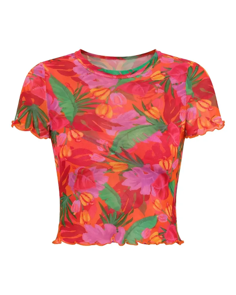 Banana Moon Javari Alameatul ruffled-hem floral-print top - Orange Orange