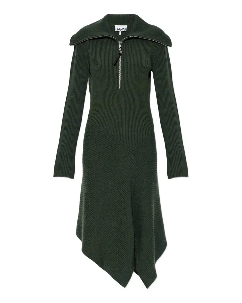 Ganni Kleid mit zipfeligem Saum - Grün Grün