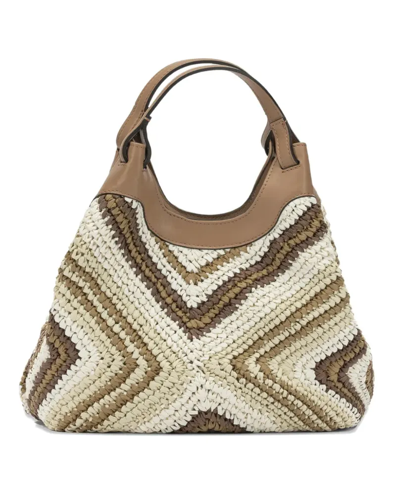 Gianni Chiarini Dua woven chevron-pattern tote bag - Nude Nude