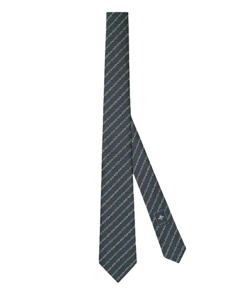 Gucci Krawatte mit Horsebit-Muster - Grau Grau