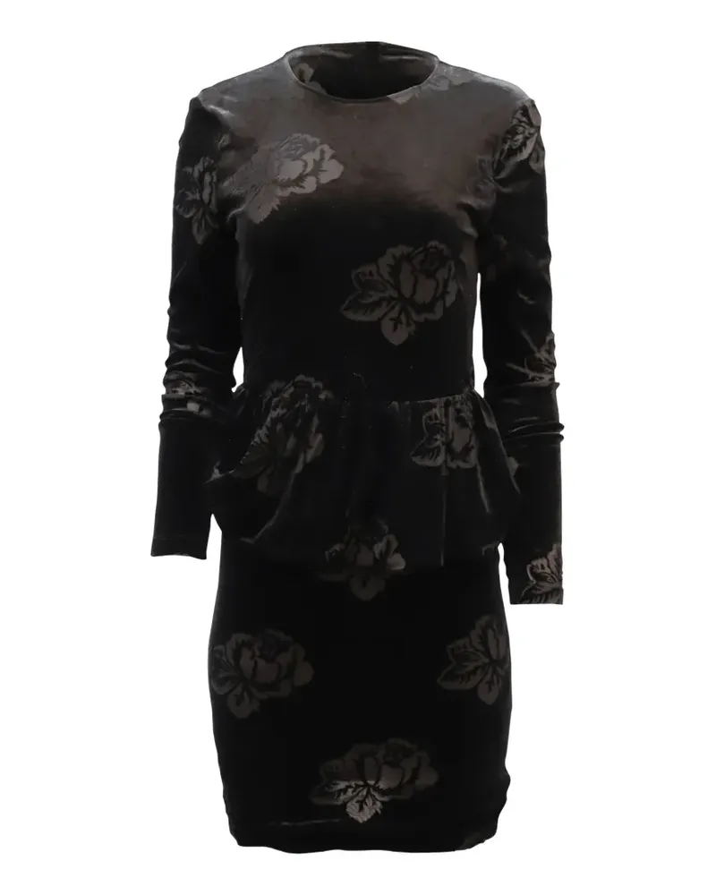 Ganni Bloomsbury Minikleid mit Blumen - Schwarz Schwarz