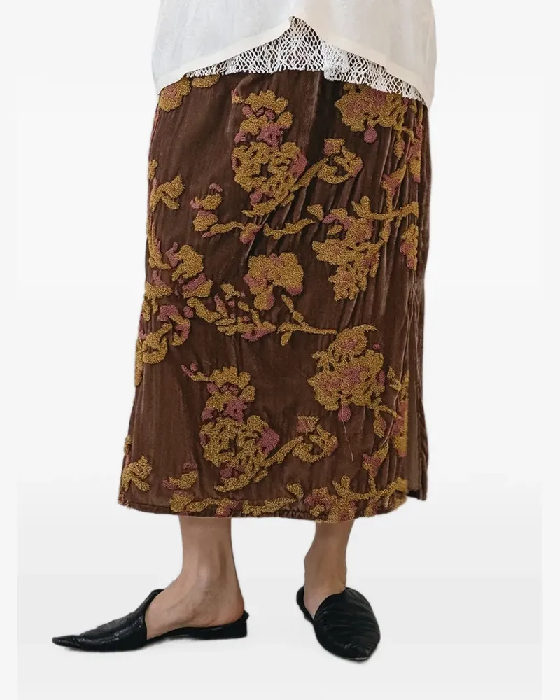 Muller of Yoshiokubo loop-embroidered velvet skirt - Braun Braun