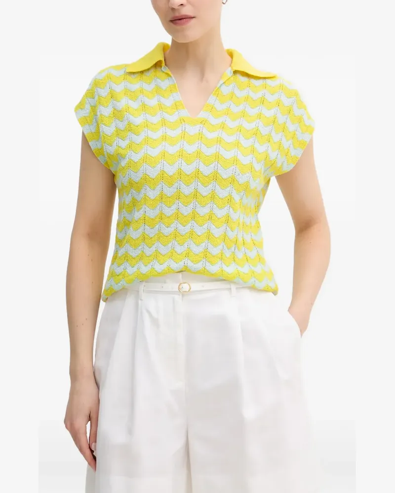 Oui  T-Shirt mit V-Ausschnitt - Gelb Gelb