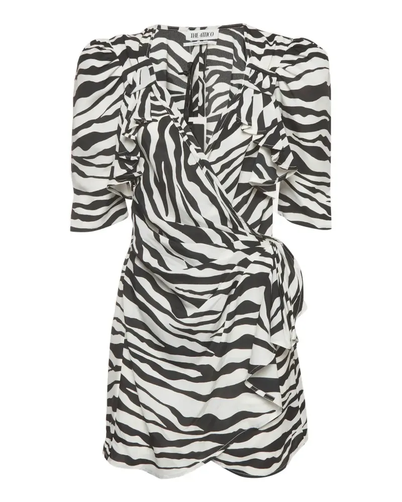 ATTICO zebra-print wrap mini dress - Schwarz Schwarz