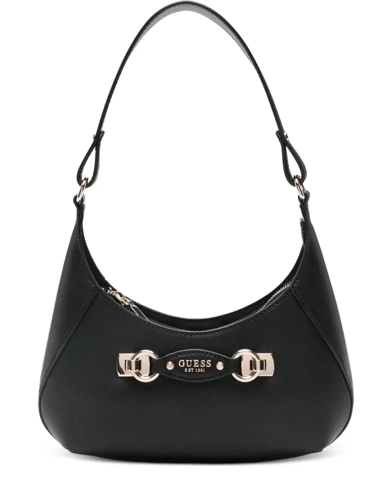 Guess Schultertasche mit Logo-Schild - Schwarz Schwarz