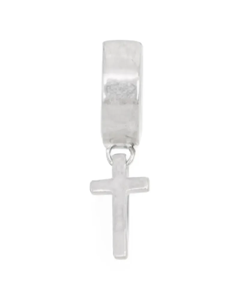 AllSaints cross-pendant slim hoop earrings - Silber Silber