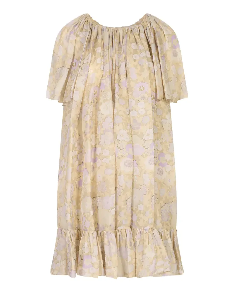 Chloé floral-print ruffled mini dress - Nude Nude