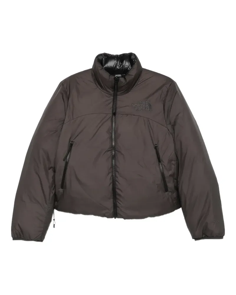The North Face logo-embroidered reversible puffer jacket - Grau Grau