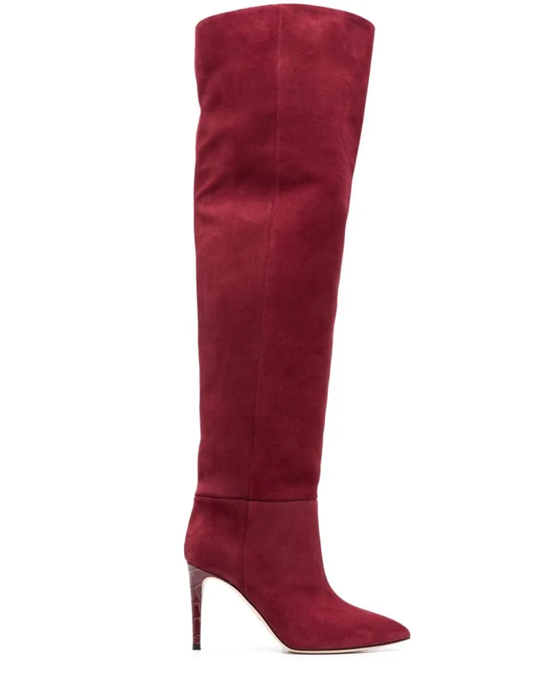 Paris Texas Wildlederstiefel mit Stiletto-Absatz 100mm Rot