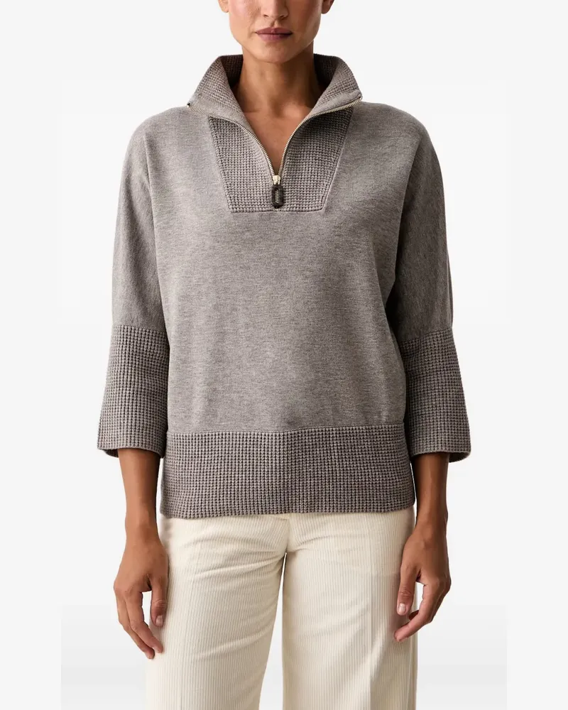 Joseph Ribkoff quarter-zip waffle-knit sweater - Nude Nude