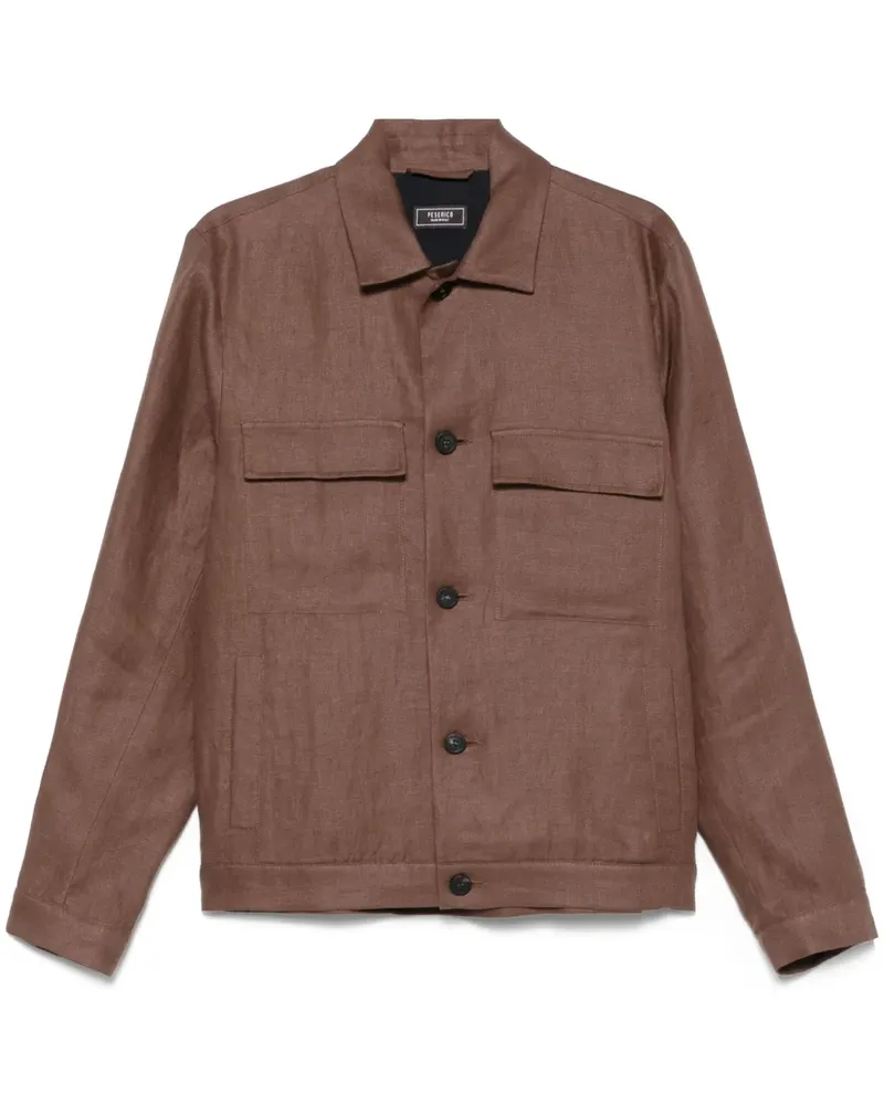 Peserico Hemdjacke aus Gabardine und Leinen - Braun Braun