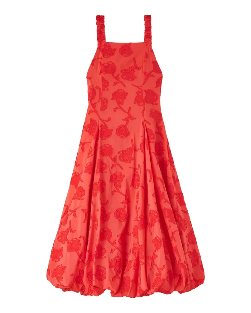 Ganni Fil-Coupé-Kleid mit Ballonsaum - Rot Rot