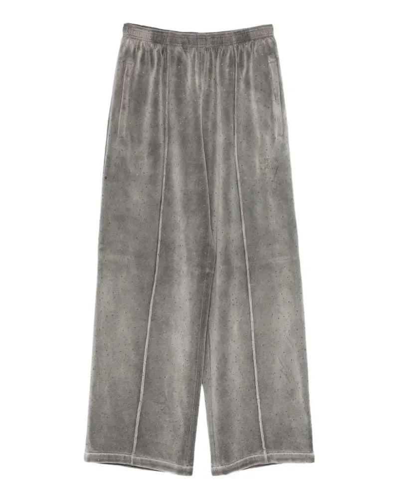 Alexander Wang crystal-embellished velour track pants - Grau Grau