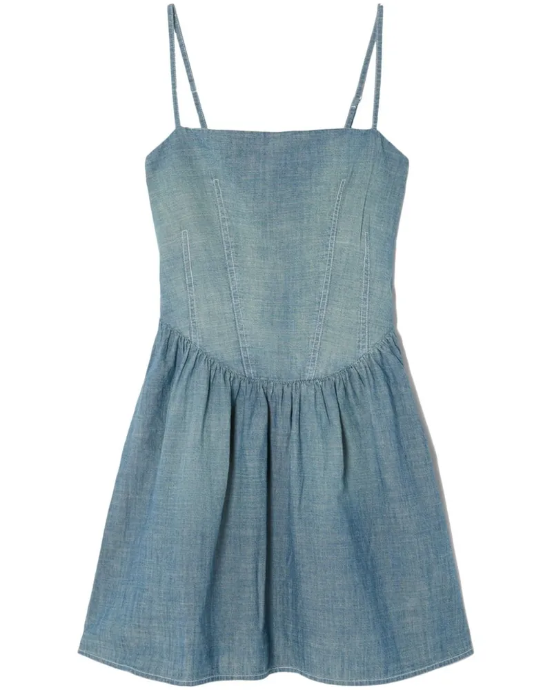 RE/DONE Chambray-Minikleid mit Korsage - Blau Blau