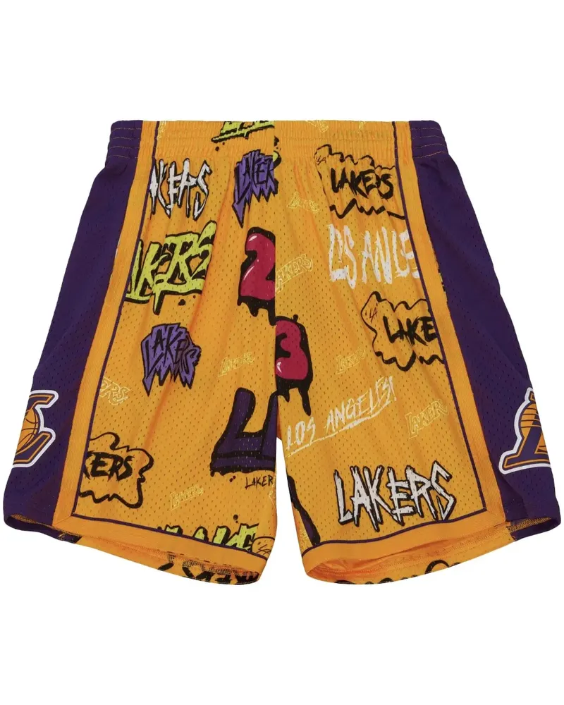 Mitchell & Ness NBA LA Lakers 2009 Slap Sticker Basketball-Shorts - Gelb Gelb