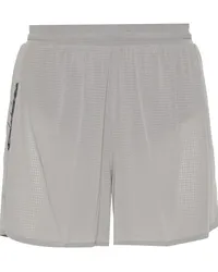 Y-3 Karierte Lauf-Shorts Grau