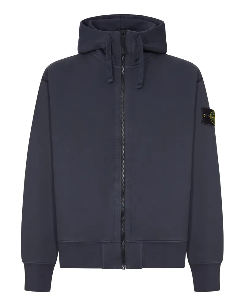 Stone Island logo-patch zip-up hoodie - Blau Blau