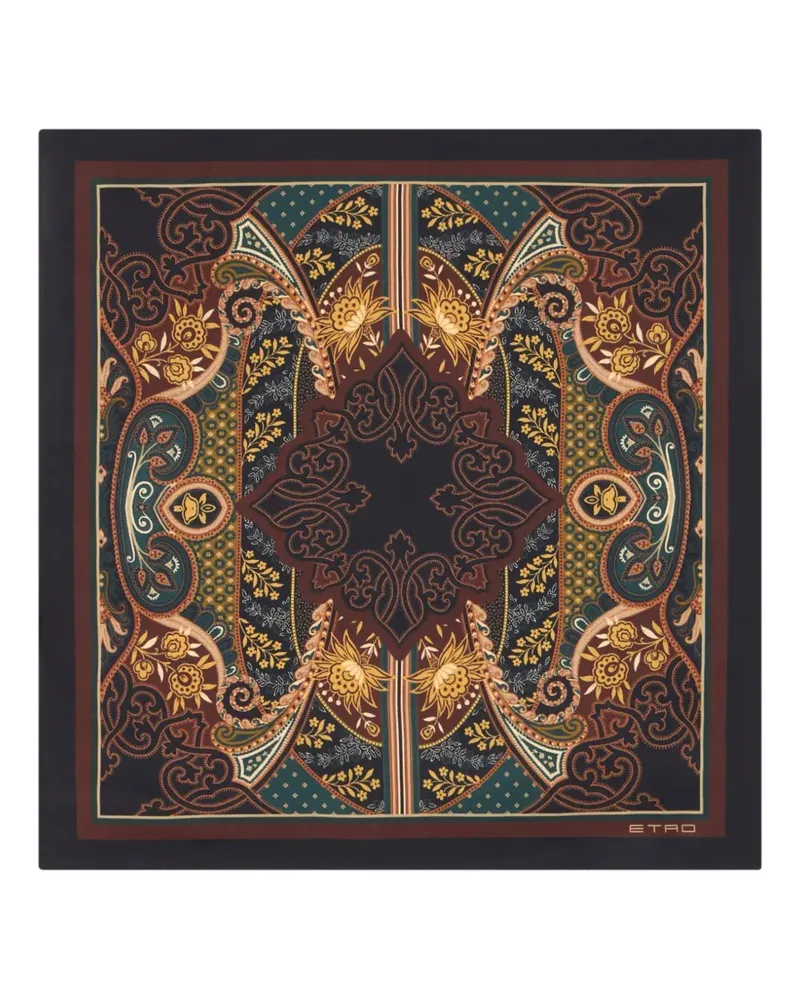Etro silk pocket-square with paisley-motif - Schwarz Schwarz